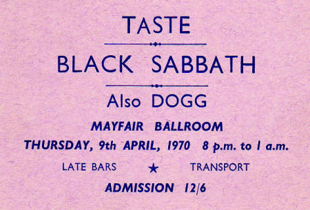 black sabbath tour dates 1970