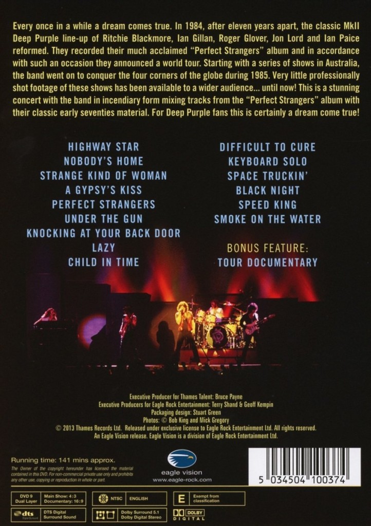 Perfect Strangers Live DVD Back